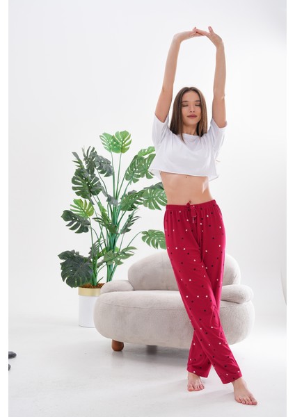 Kadın Yıldız Baskılı Yumuşak Dokulu Milans Yazlık Pijama Altı