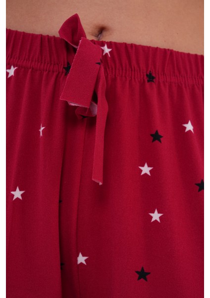 Kadın Yıldız Baskılı Yumuşak Dokulu Milans Yazlık Pijama Altı