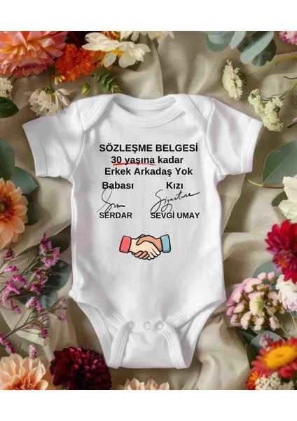 Isimli Baskılı Özel Tasarım Baba ve Kiz Icin Sözleşme Hediyelik
