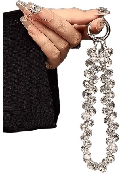 Baihu Lüks Telefon Ipi High-End Su Damlası Kristal Asma Zincir El Boncuklu Bilek Zinciri Anahtarlık(Yurt Dışından)