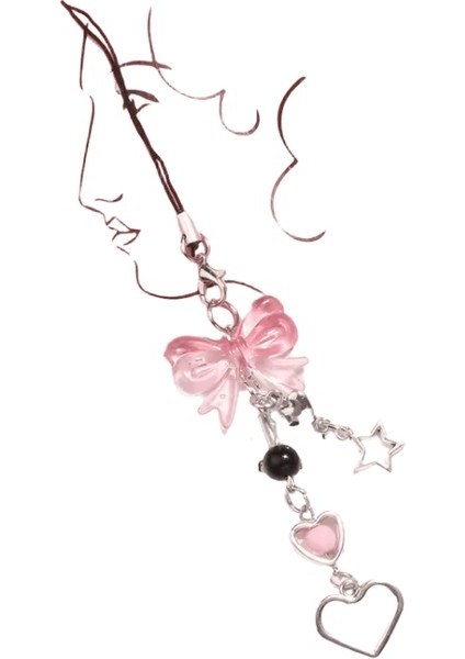 Baihu Y2K Yay Yıldız Kalp Anahtarlık Telefon Narin Pembe Ilmek Aşk Ipi Anahtarlık Çanta Araba (Yurt Dışından) fiyatları