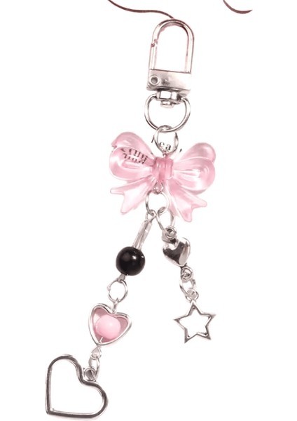 Baihu Y2K Yay Yıldız Kalp Anahtarlık Telefon Narin Pembe Ilmek Aşk Ipi Anahtarlık Çanta Araba (Yurt Dışından)