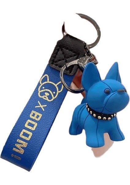 Baihu Pu Deri Köpek Anahtarlıklar Kadınlar Çanta Kolye Moda Punk Fransız Bulldog Anahtarlık (Yurt Dışından)