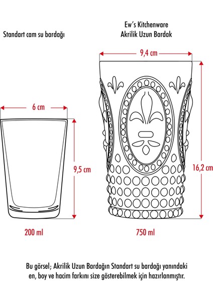 Akrilik Pembe 6'lı Uzun Bardak & Su Meşrubat Bardağı 750 ml ( Büyük Boy & Cam Değildir ) fırsatları