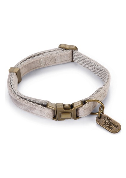 Dbl Kedi Boyun Tasması, Velur, Gri, 20-30CM