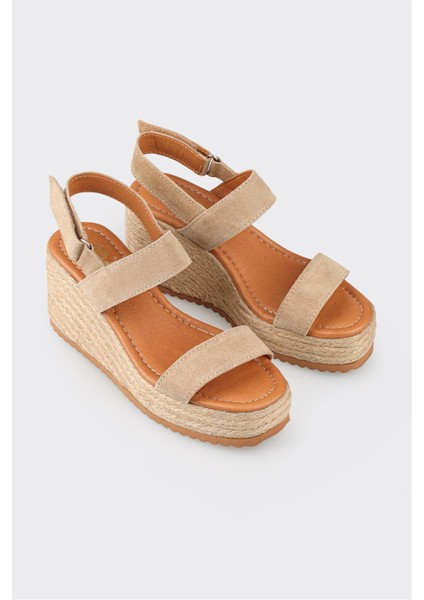 Kadın Taba Deri Dolgu Topuk Espadril Doğal Taban ile Şık ve Rahat Yaz Ayakkabısı fiyatları