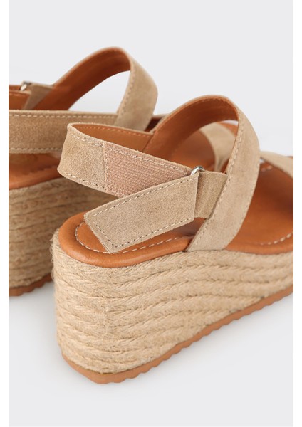 Kadın Taba Deri Dolgu Topuk Espadril Doğal Taban ile Şık ve Rahat Yaz Ayakkabısı fırsatları