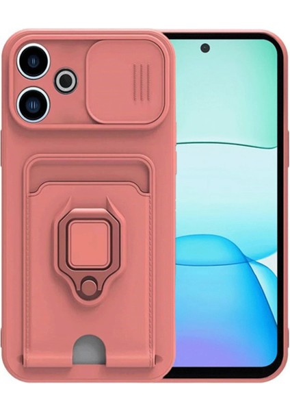 Xiaomi Redmi 13 4g Kılıf Zuma Kartvizitli Yüzüklü Silikon - Pembe Ynsmr