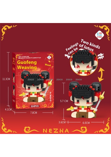Nezha Kaynayan C Karikatür Bebek Blok Oyuncaklar Çocuk Granül Yapı Taşları Monte Hediye Süsler (Yurt Dışından)