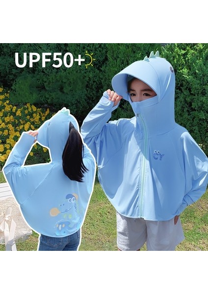 Çocuklar Için Buz Ipek UPF50+ Anti-Ultraviyole Işık Nefes Alabilen Pelerin Güneş Koruma Giysisi (Yurt Dışından)