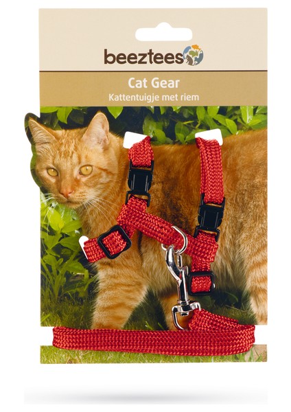 Kedi Göğüs Tasması ve Gezdirme Kayışı, 130CM, Kırmızı
