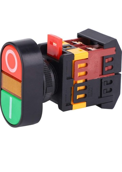 APBB-22/25N Çift Butonlu Çift Apbb-22, LED Işıklı Anahtar No+Nc Anlık Buton Anahtarı Kırmızı Veya Yeşil Butonla