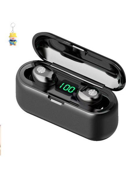 F9 Parmak Izi Dikey Kulak Içi Dijital Ekran Dokunmatik Spor USB Güç Bankası Kablosuz Bluetooth Kulaklık 5.3 (Yurt Dışından)