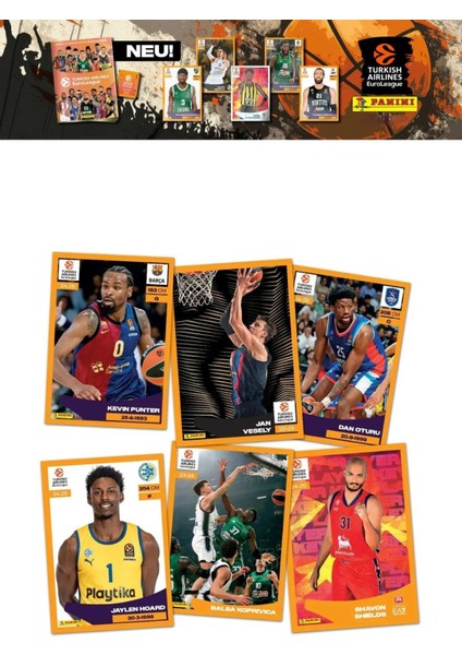 Panini 2024-25 Turkish Airlines Euroleague Sticker 5 Paket (25 Adet Sticker)