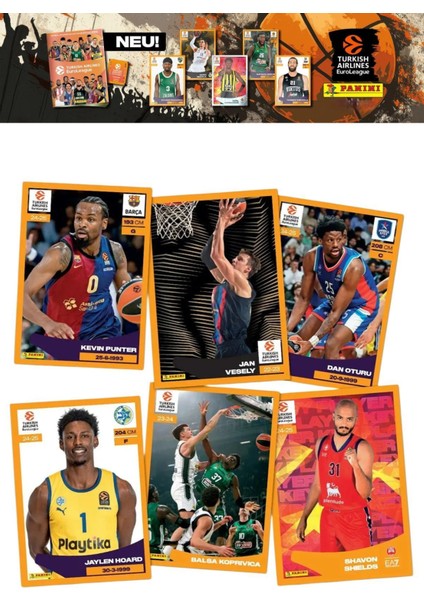 Panini 2024-25 Turkish Airlines Euroleague Sticker 5 Paket (25 Adet Sticker)