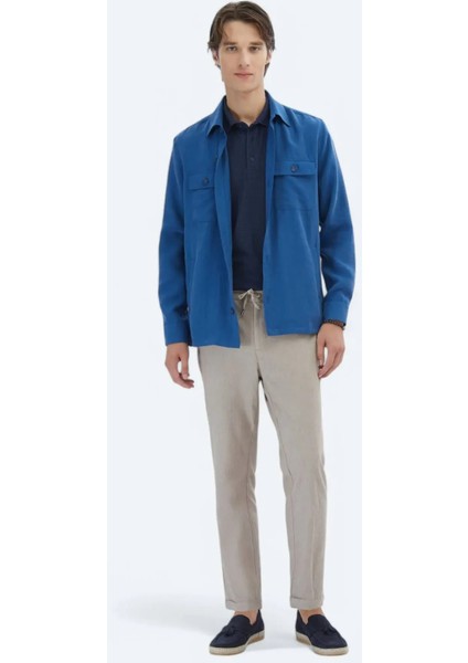 Indigo Regular Fit Dokuma Overshırt