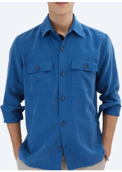 Indigo Regular Fit Dokuma Overshırt