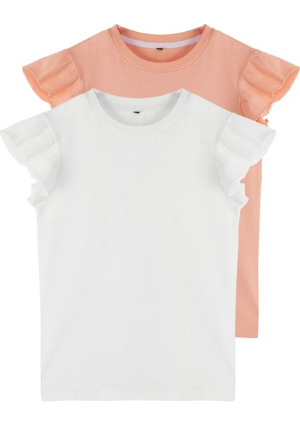 Kız Çocuk Kolu Fırfırlı 2'li Tişört