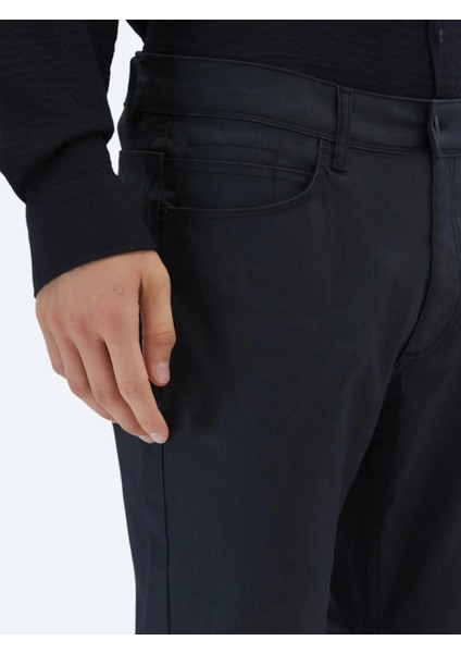Siyah Düz Dokuma Fitted Fit Casual Pamuk Karışımlı Pantolon modelleri
