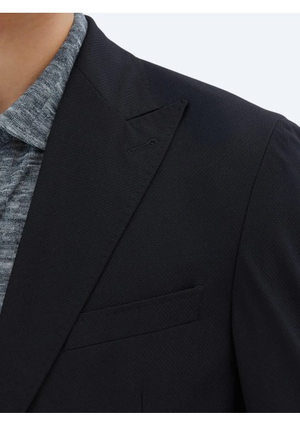 Siyah Desenli Modern Fit Ceket