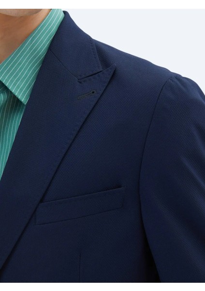 Lacivert Desenli Regular Fit Ceket