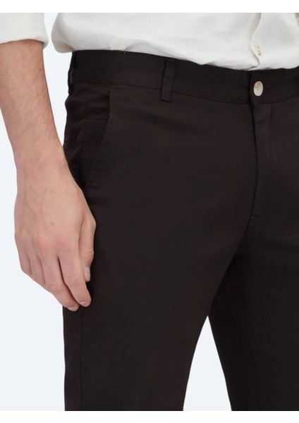Kahverengi Dokuma Casual Pamuk Karışımlı Pantolon modelleri
