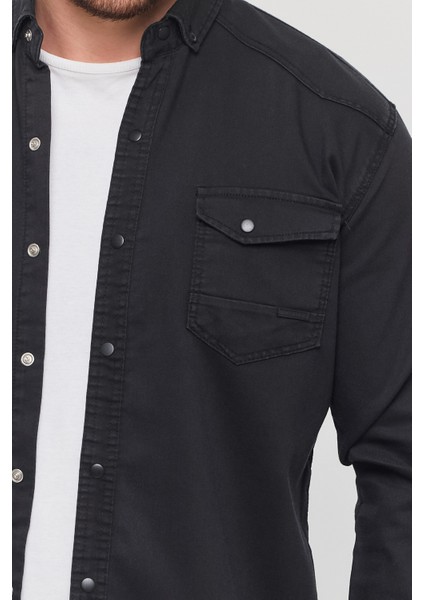3A Moda Yxcslim Fit Erkek Kot Gömlek