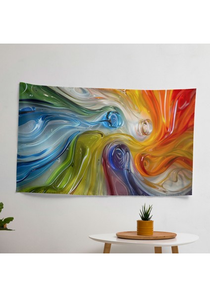 Psychedelic Renkler Soyut Duvar Sanatı - Canlı Süblimasyon Baskılı Modern Hafif Duvar Örtüsü