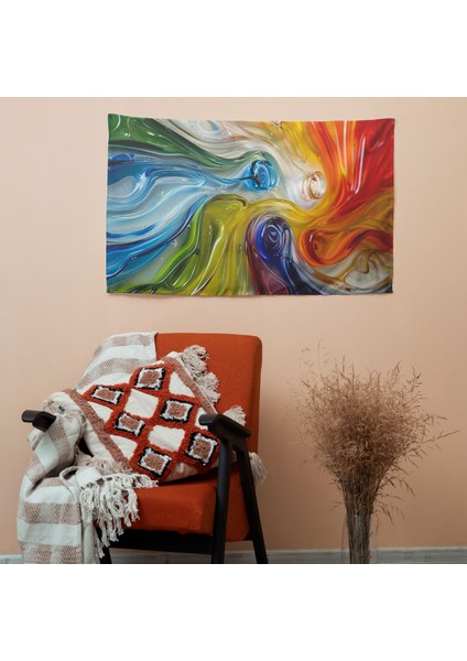 Psychedelic Renkler Soyut Duvar Sanatı - Canlı Süblimasyon Baskılı Modern Hafif Duvar Örtüsü