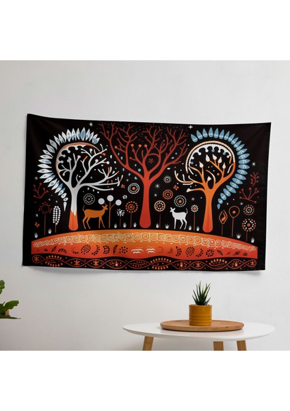 Yerli Avustralya Esintili Kumaş Duvar Sanatı Örtü - Canlı Renkler, Süblimasyon Baskı - Yatak