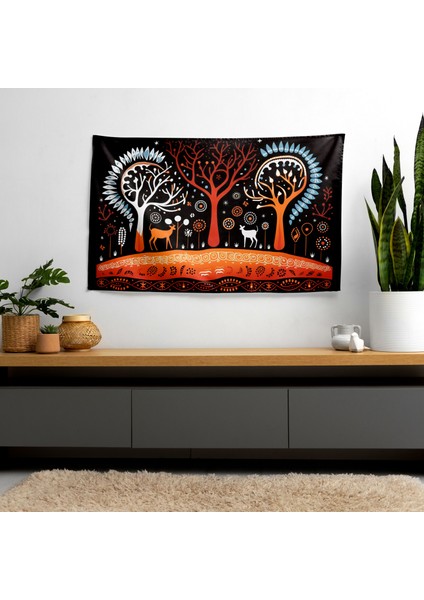 Yerli Avustralya Esintili Kumaş Duvar Sanatı Örtü - Canlı Renkler, Süblimasyon Baskı - Yatak modelleri