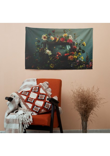 Vintage Tv Gerçeküstücülük Duvar Örtüsü | Arkası %100 Pamuk, Önü Polyester | Canlı Renkler,
