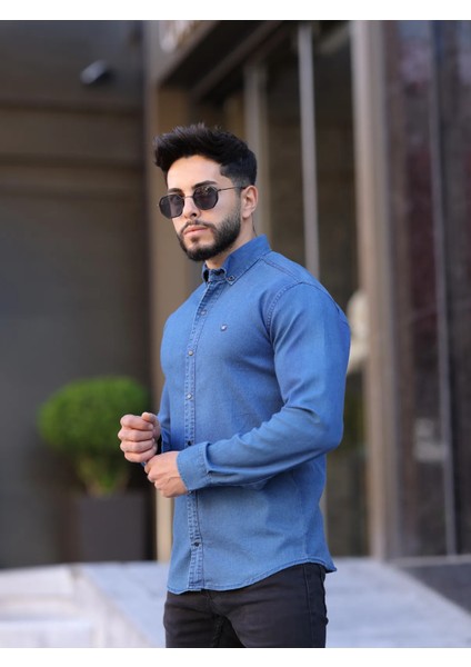 Slim Fit Haki Oxford Düğmeli Yaka Kolay Ütülenebilir Nakış Detaylı Pamuklu Erkek Gömlek fırsatları