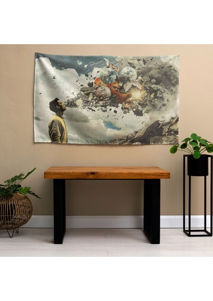 Sürrealizm Duvar Örtüsü - Canlı Renkler, Yatak Odası, Oturma Odası, Yurt Için Hafif Kumaş
