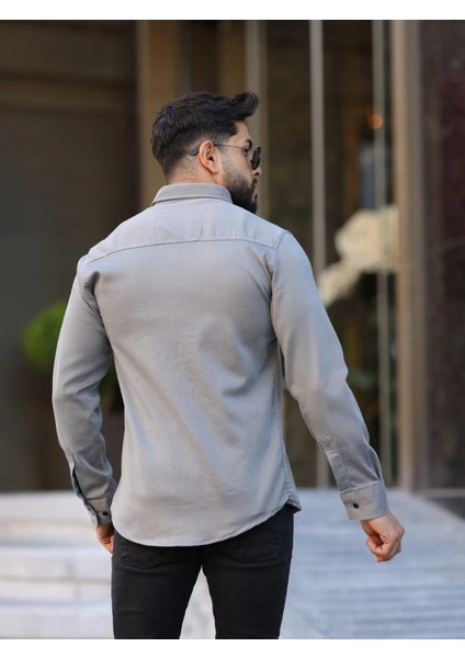 Slim Fit Haki Oxford Düğmeli Yaka Kolay Ütülenebilir Nakış Detaylı Pamuklu Erkek Gömlek fiyatları