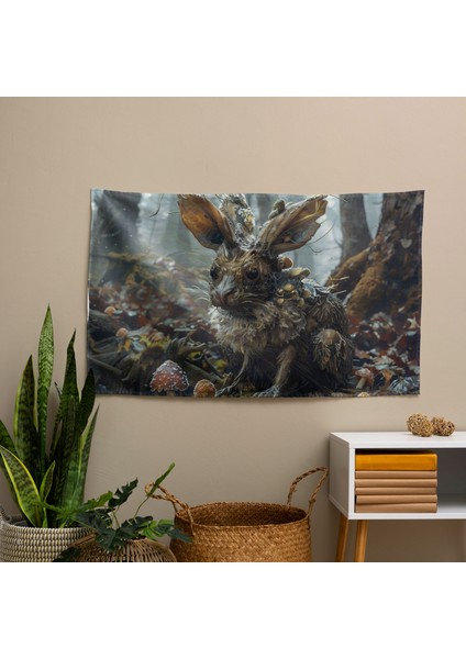 Sürrealizm Melez Yaratıklar Duvar Örtüsü | %100 Pamuk ve Polyester | Canlı Renkler | Yatak