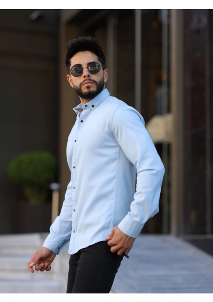 Slim Fit Haki Oxford Düğmeli Yaka Kolay Ütülenebilir Nakış Detaylı Pamuklu Erkek Gömlek fırsatları