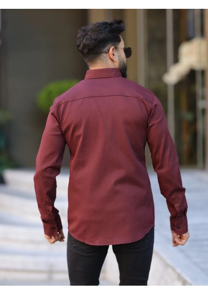 Slim Fit Haki Oxford Düğmeli Yaka Kolay Ütülenebilir Nakış Detaylı Pamuklu Erkek Gömlek modelleri