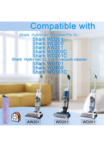 AW201 WD201 WD101 WD100 WD201C WD101C Elektrikli Süpürge Parçaları Için Yedek Fırça Rulosu ve Filtre Paketi (Yurt Dışından) modelleri