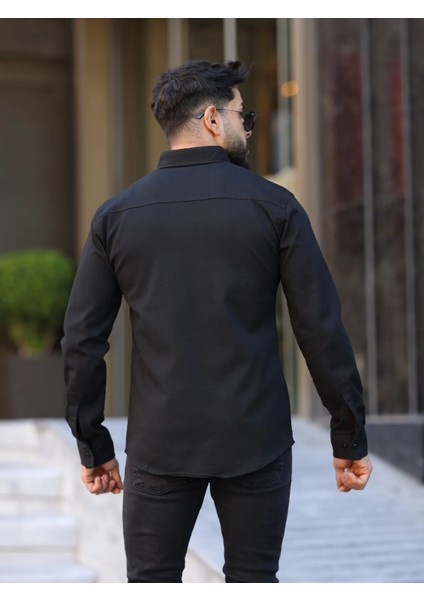 Slim Fit Haki Oxford Düğmeli Yaka Kolay Ütülenebilir Nakış Detaylı Pamuklu Erkek Gömlek modelleri