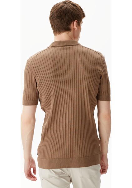 Erkek Kahverengi Classic Fit Kısa Kollu Kazak