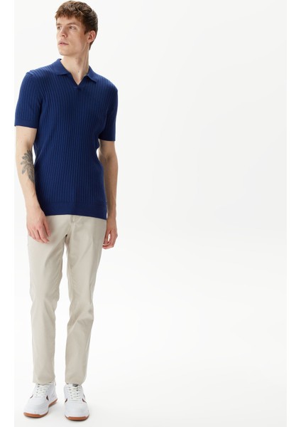 Erkek Mavi Classic Fit Kısa Kollu Kazak modelleri