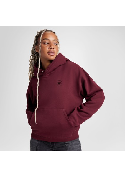 Classic Kadın Oversized Fit Bordo Hoodie
