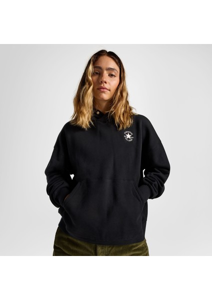 Classic Kadın Oversized Fit Siyah Hoodie