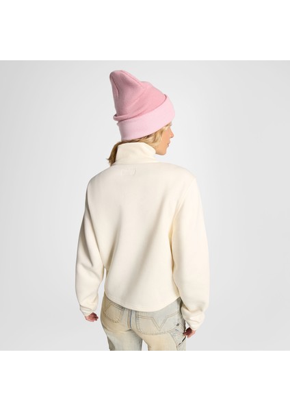 Classic Kadın Yarım Fermuarlı Krem Sweatshirt