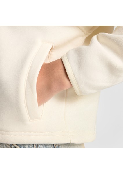 Classic Kadın Yarım Fermuarlı Krem Sweatshirt