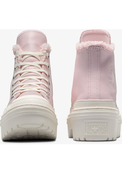 Chuck Taylor All Star Lugged Heel Unisex Pembe Deri Platform Bot modelleri