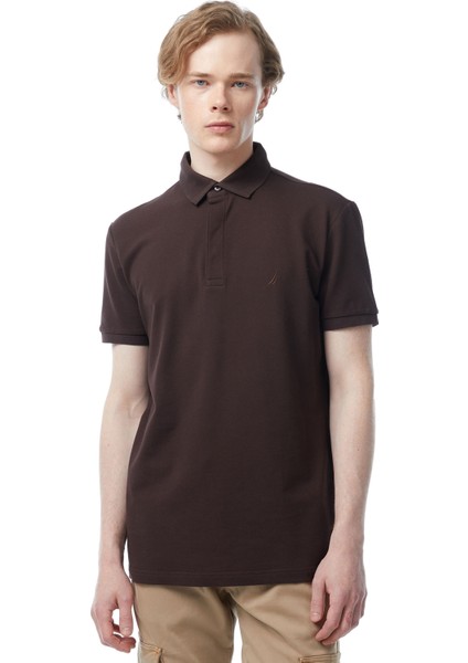 Erkek Kahverengi Slim Fit Kısa Kollu Polo