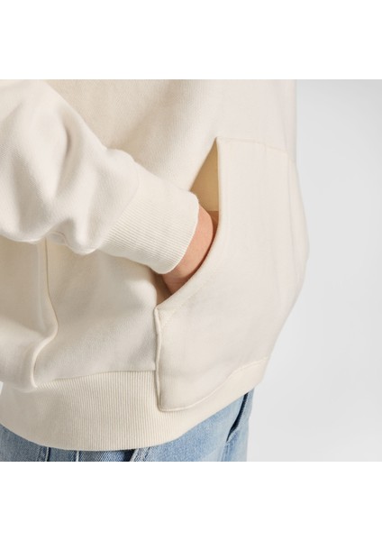 Classic Kadın Oversized Fit Krem Hoodie