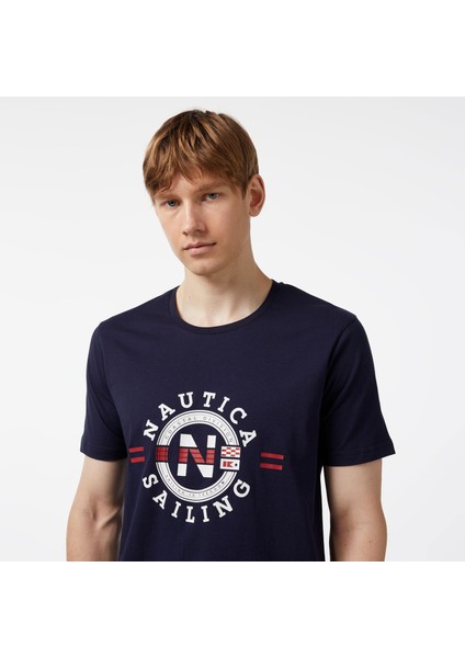 Erkek Lacivert Standart Fit Kısa Kollu Baskılı T-Shirt fırsatları